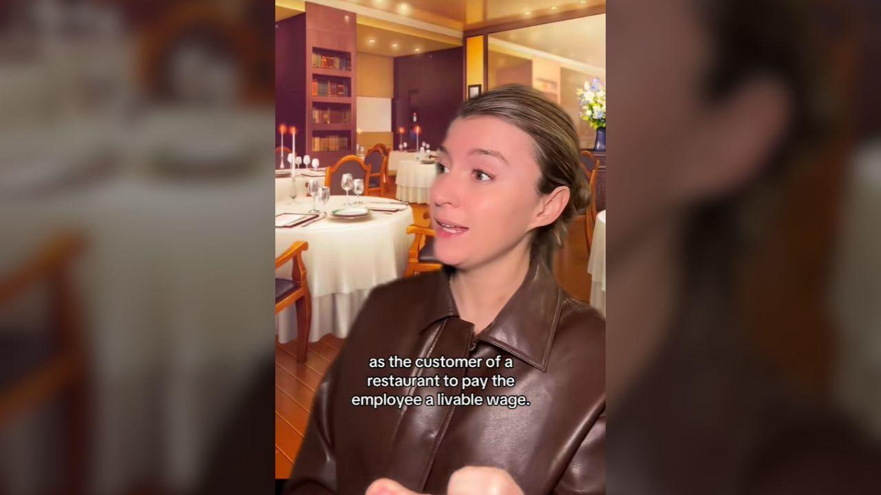 Image of the TikTok debate focused on whether customers should supplement restaurant workers’ wages.