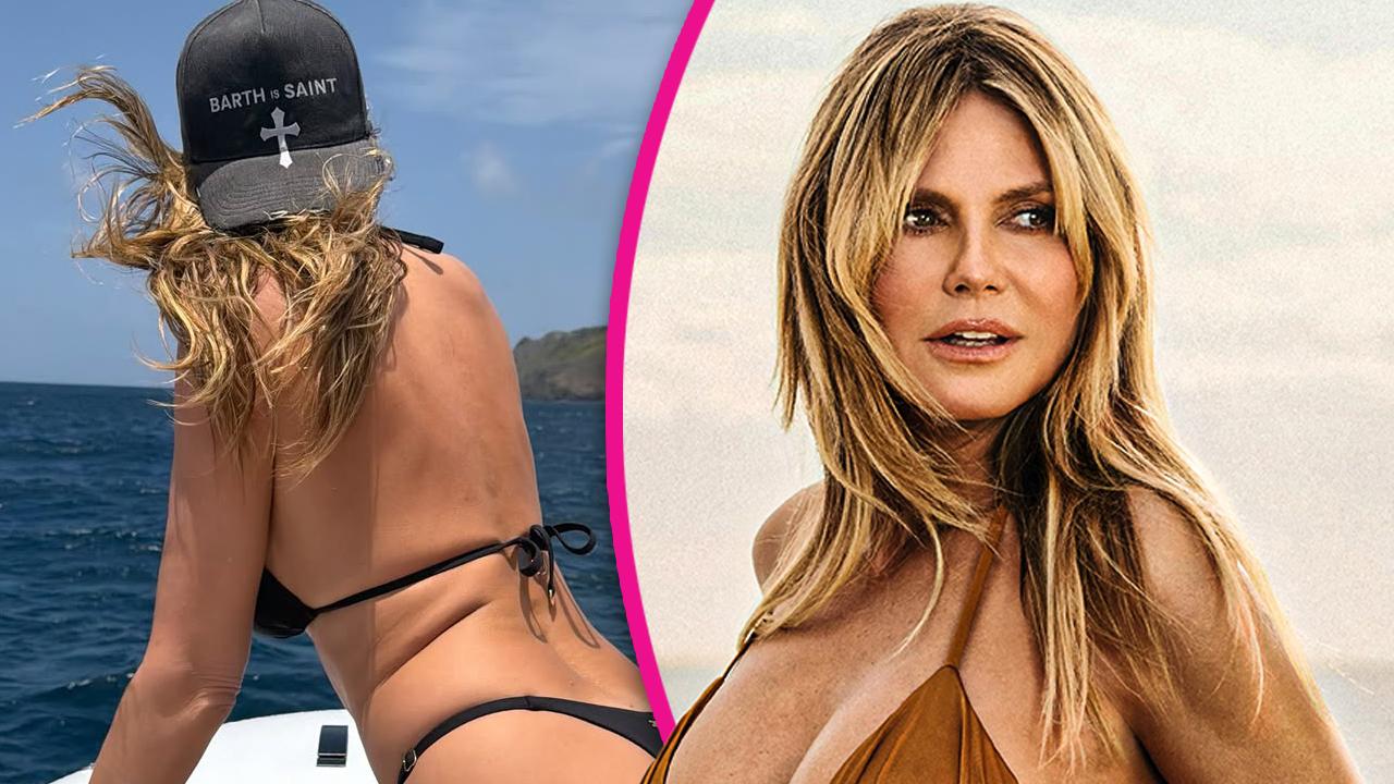 Image of Heidi Klum shows off her backside after admitting she 'looks better' if she is 'not as skinny.'