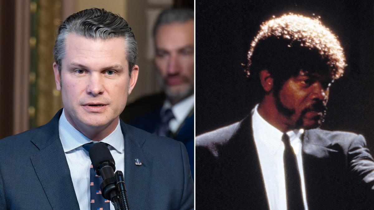 split of Pete Hegseth, Pulp Fiction. 