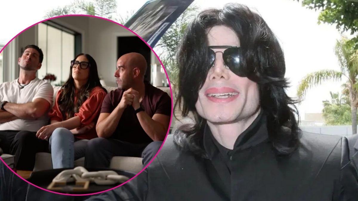 Composite photo of the Cascio siblings and Michael Jackson