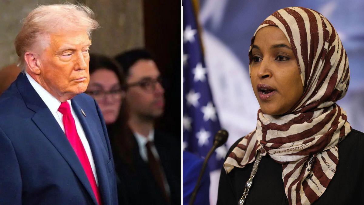 image split of Donald Trump and ilhan omar