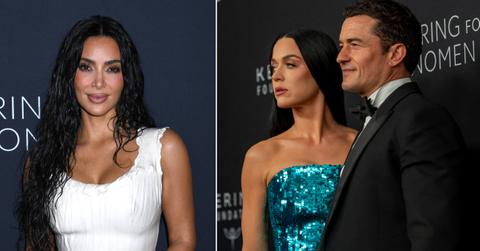 Photo of Kim Kardashian and picture of Katy Perry and Orlando Bloom.