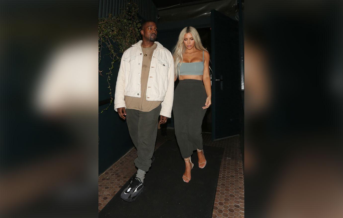 Kim Kardashian and Kanye West leave the Le petit Restaurant after attending Kendall Jenner&#8217;s 22nd birthday party