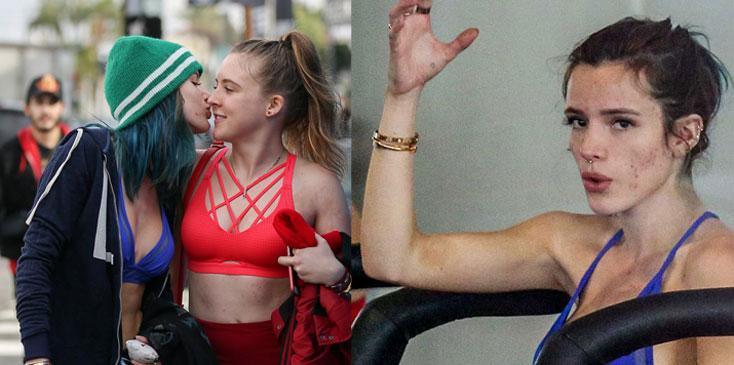 Bella thorne shows abs kisses female friend 08