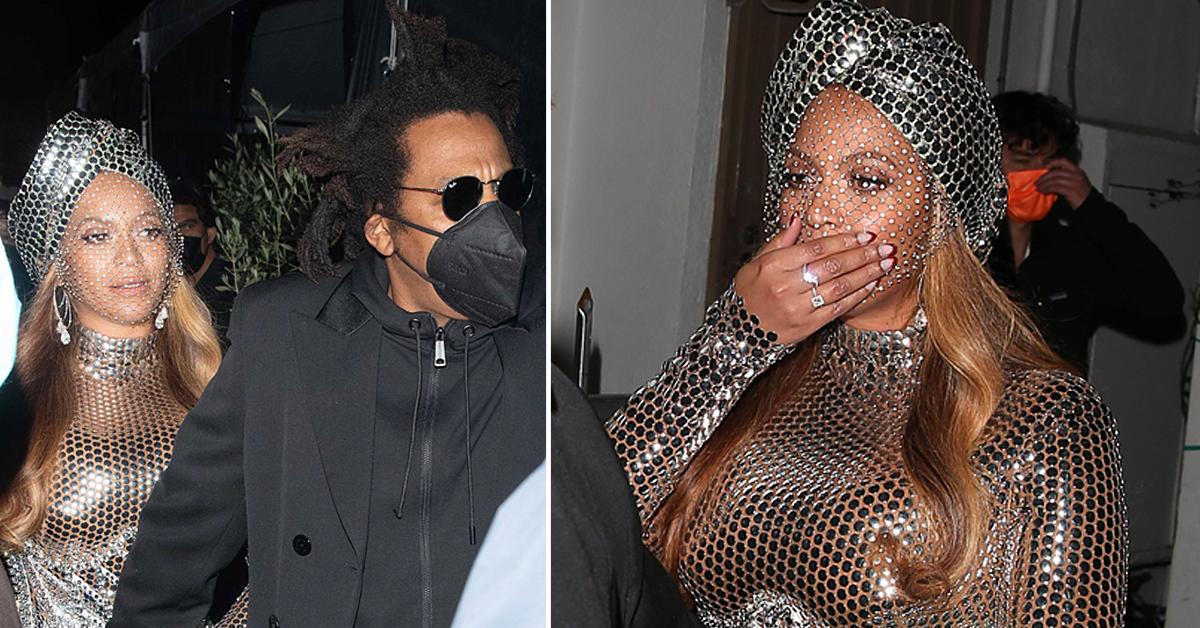 Beyoncé Hits Up Grammys After Party Wearing Custom Silver Burberry Gown &  Matching Turban