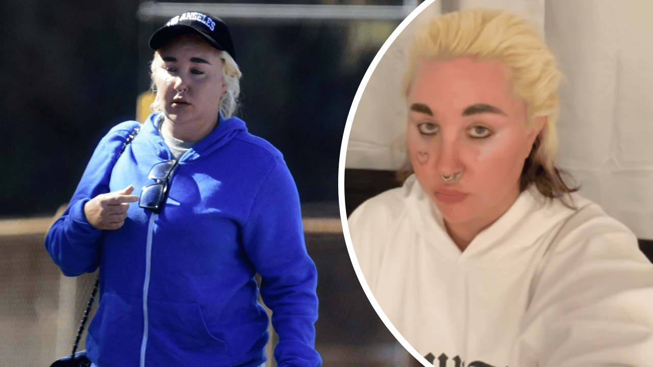 Image of Amanda Bynes flaunted her bold brows and her platinum hair.