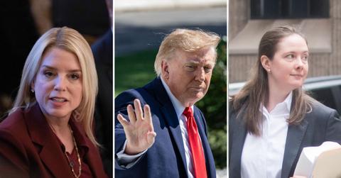 Photo of Pam Bondi, Donald Trump, and Maurene Comey