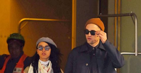 Robert Pattinson and his girlfriend FKA twigs get a taxi cab in Midtown Manhattan