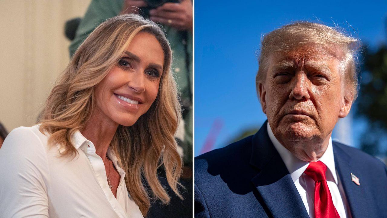 Split image of Lara Trump and Donald Trump