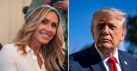 Split image of Lara Trump and Donald Trump