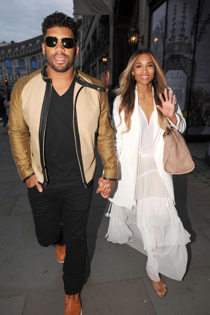 Newly Weds Ciara and Russell Wilson hold hands as they go shopping