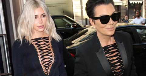 Kris jenner copies kim kardashian lace up top