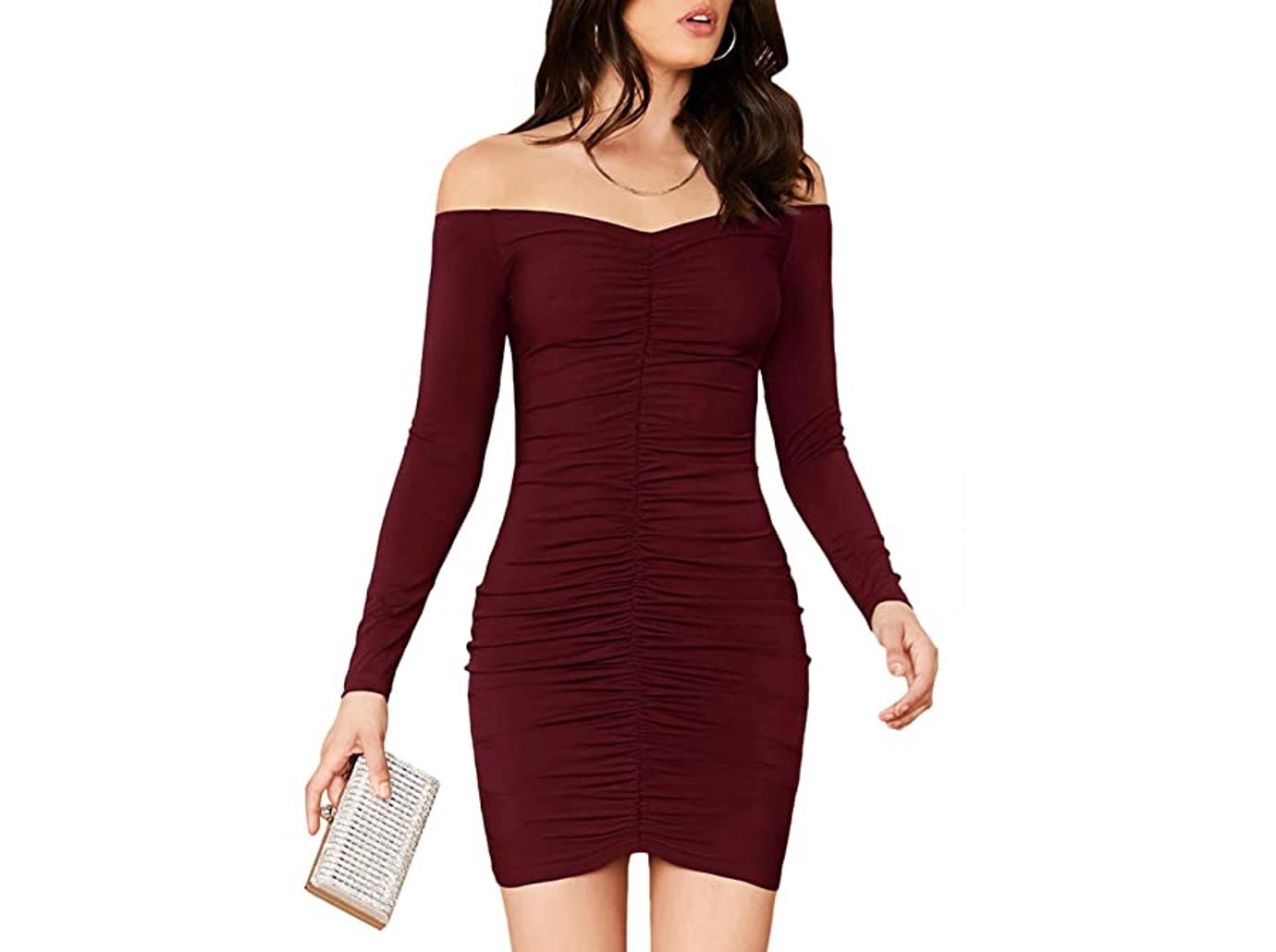 Sandra Red Off Shoulder Bodycon Dress