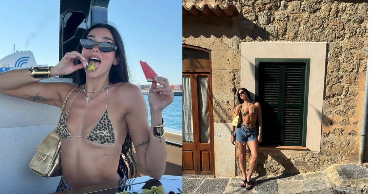 dua lipa beach getaway bikini look
