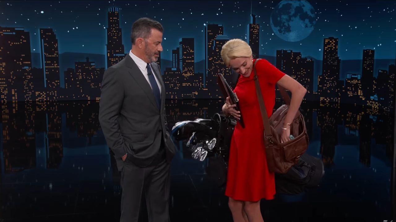 Image of Jimmy Kimmel’s fictional assistant interrupted his monologue while carrying his belongings.
