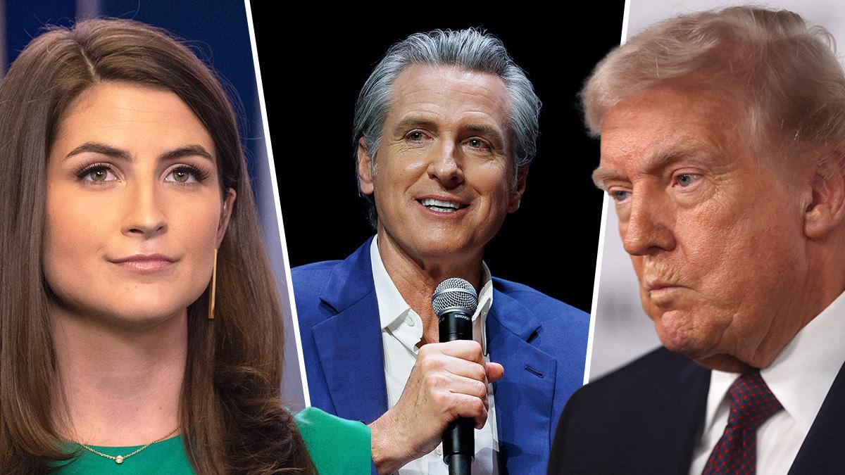 split of Kaitlan Collins, Gavin Newsom and Donald Trump. 