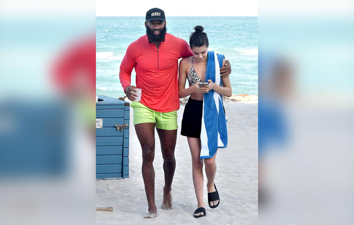 matt james rachael kirkconnell spotted together pda beach bathing suits miami