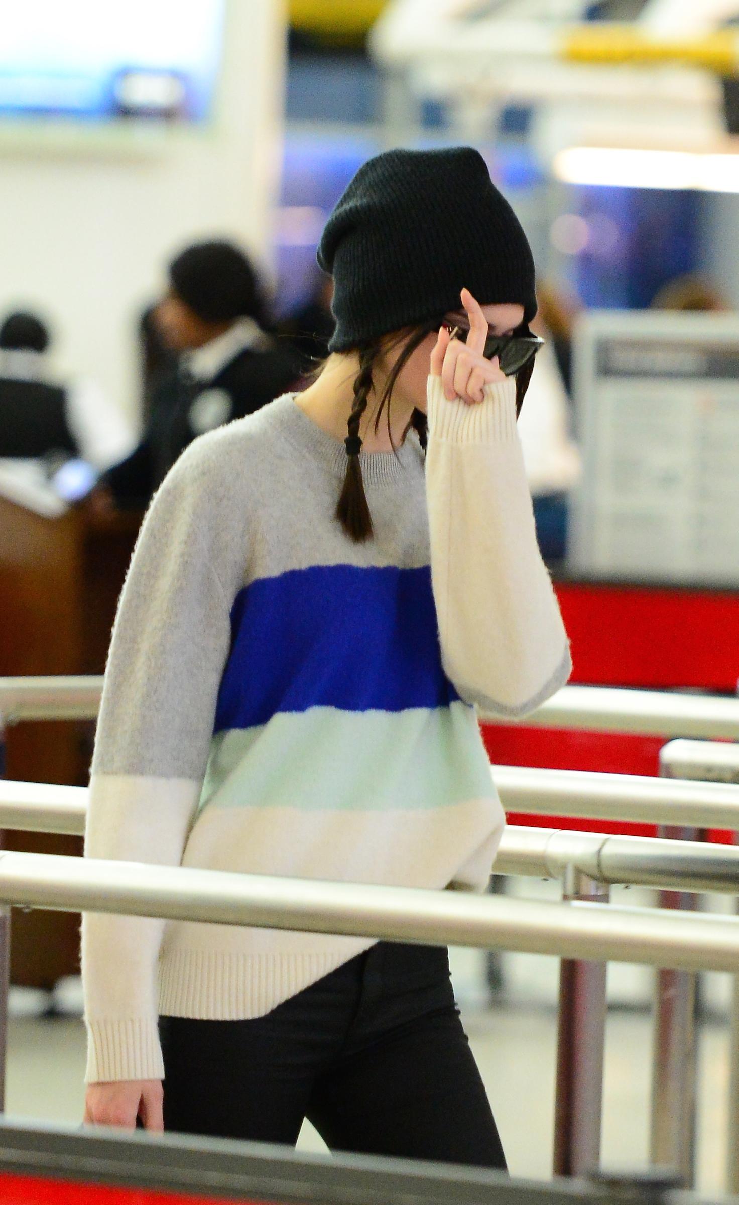 Kendall Jenner arrives at JFK Airport in NYC