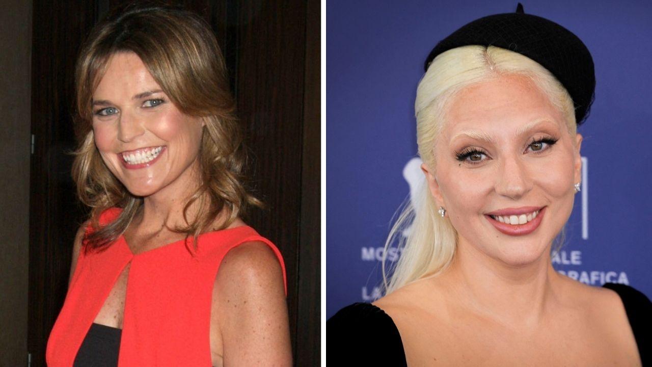 Split photo of Savannah Guthrie and Lady Gaga