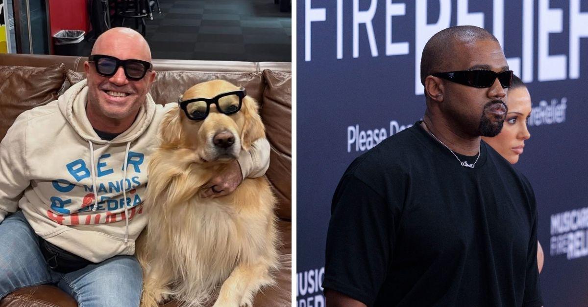 Photos of Joe Rogan and Kanye West