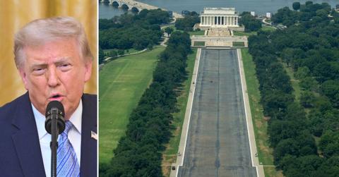 Photo of Donald Trump and the Lincoln Memorial Reflecting Pool.