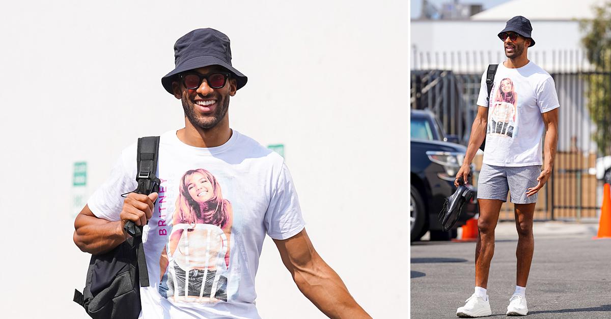 matt james seen walking out still wearing his britney spears shirt after dance practice