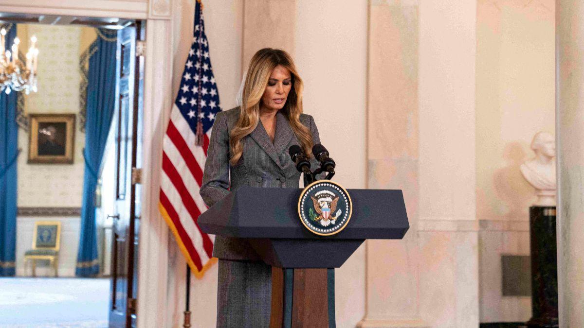 Image of His comments clashed with Melania Trump’s call for survivors to testify.