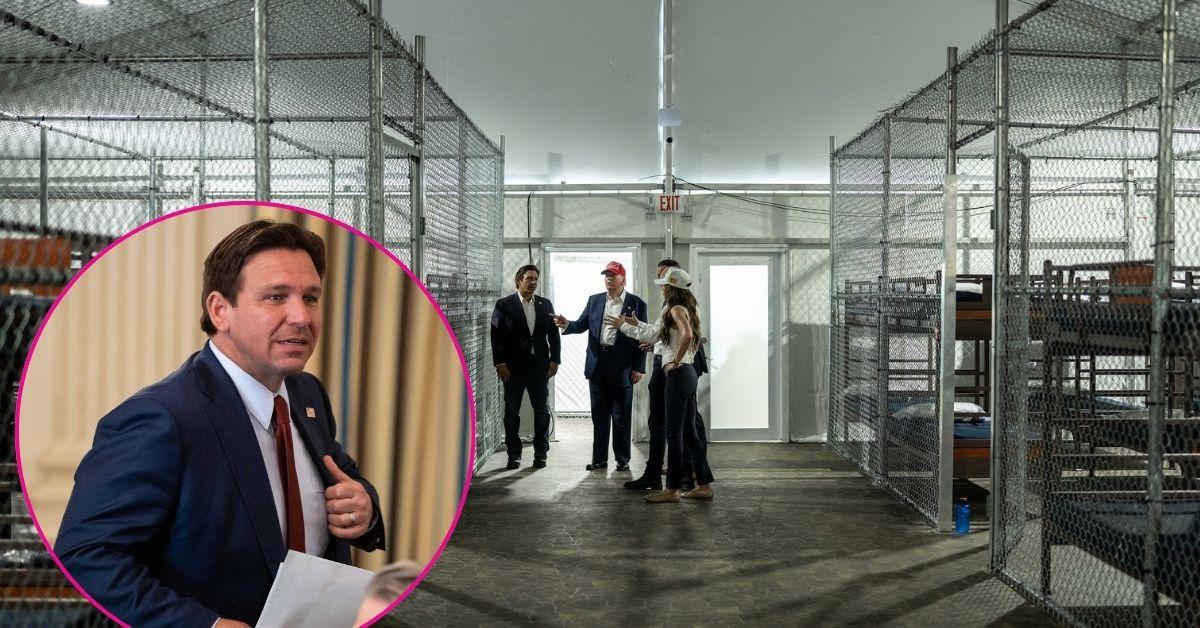 Composite Photos of Ron DeSantis and Alligator Alcatraz