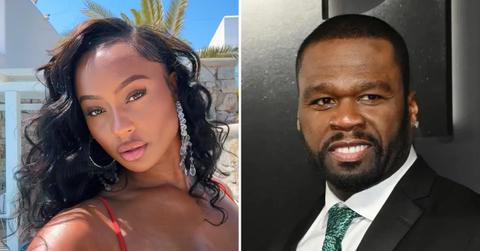 Split photo of Kayla Nicole and 50 Cent