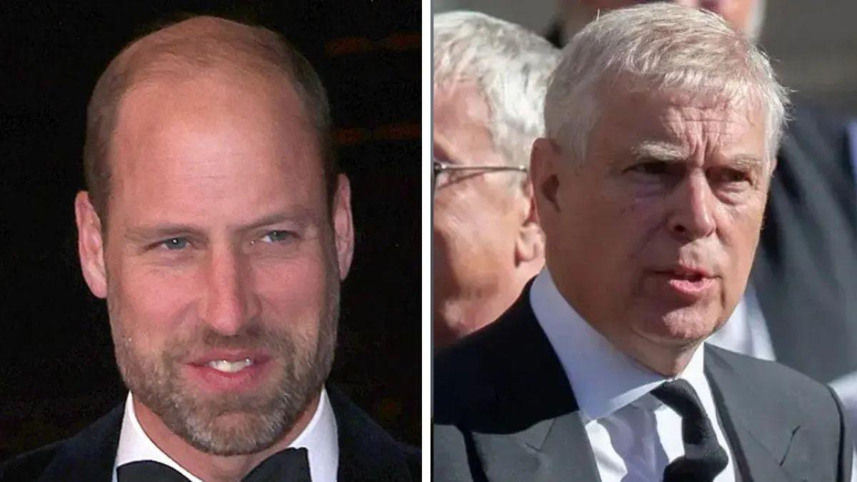 Split photo of Prince William and Andrew Mounbatten-Windsor