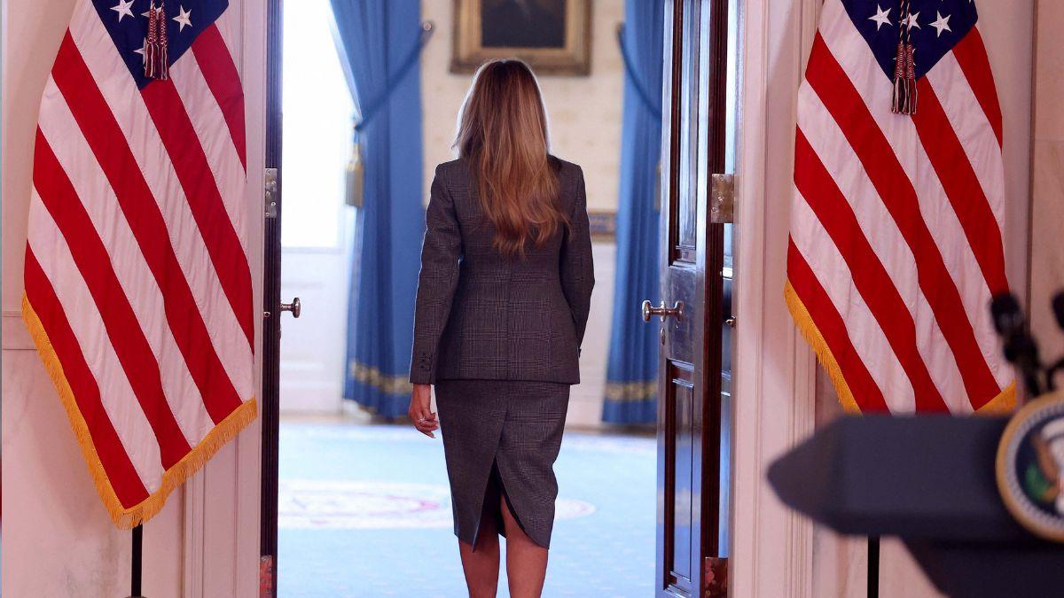 image of Melania Trump spoke for about six minutes.