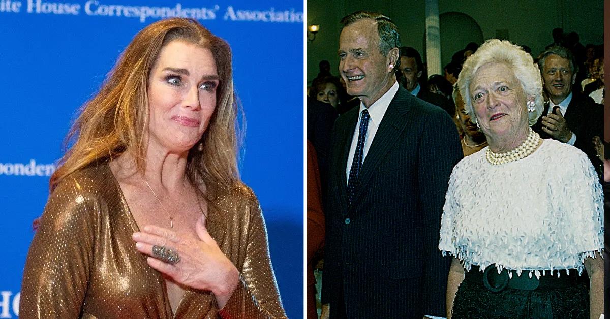 Photo of Brooke Shields and a picture George H. W. Bush and Barbara Bush