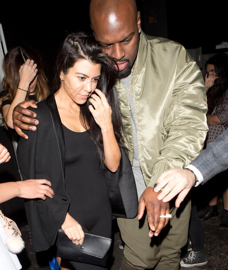 Kourtney Kardashian looking worse for wear while out with her mothers boyfriend Corey Gamble at Justin Biebers party at &#8216;the Nice Guy&#8217; Bar in West Hollywood, CA