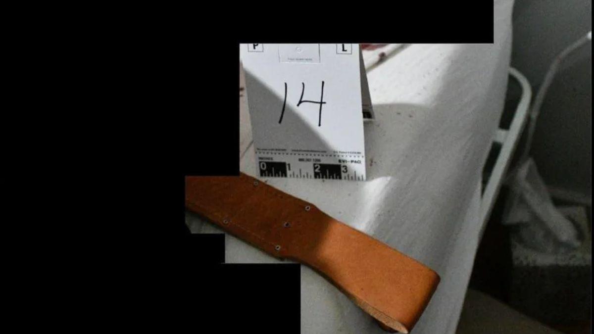 image of The knife sheath that Bryan Kohberger left behind was photographed as evidence.