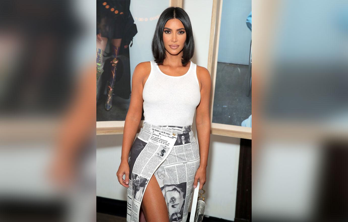 Kim Kardashian White Shirt Skirt Birthday