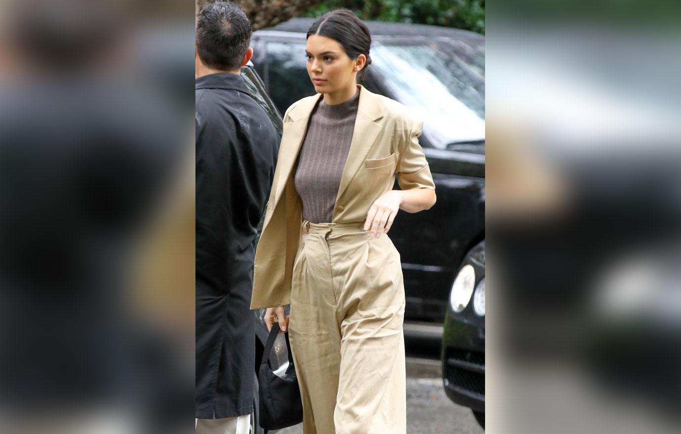 Kendall Jenner arrives for Khloe Kardashian&#8217;s baby shower at the Bel Air hotel