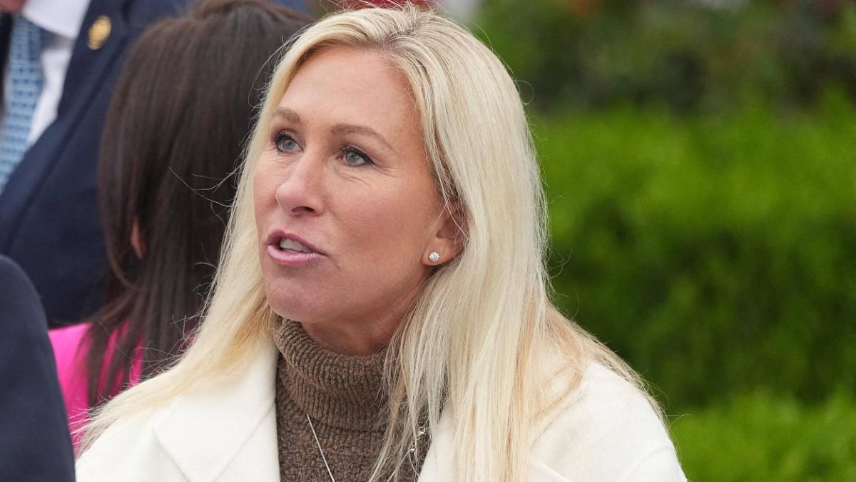 image of Marjorie Taylor Greene named some Republicans in her rant. 