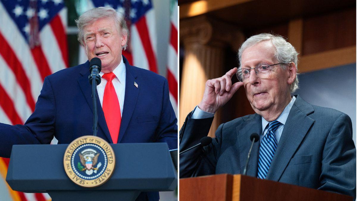 Image of Donald Trump admitted he had no update on Mitch McConnell’s health when asked by reporters.