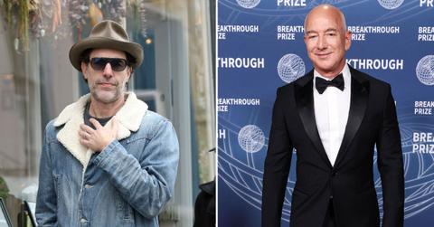image of Sacha Baron Cohen and Jeff Bezos.