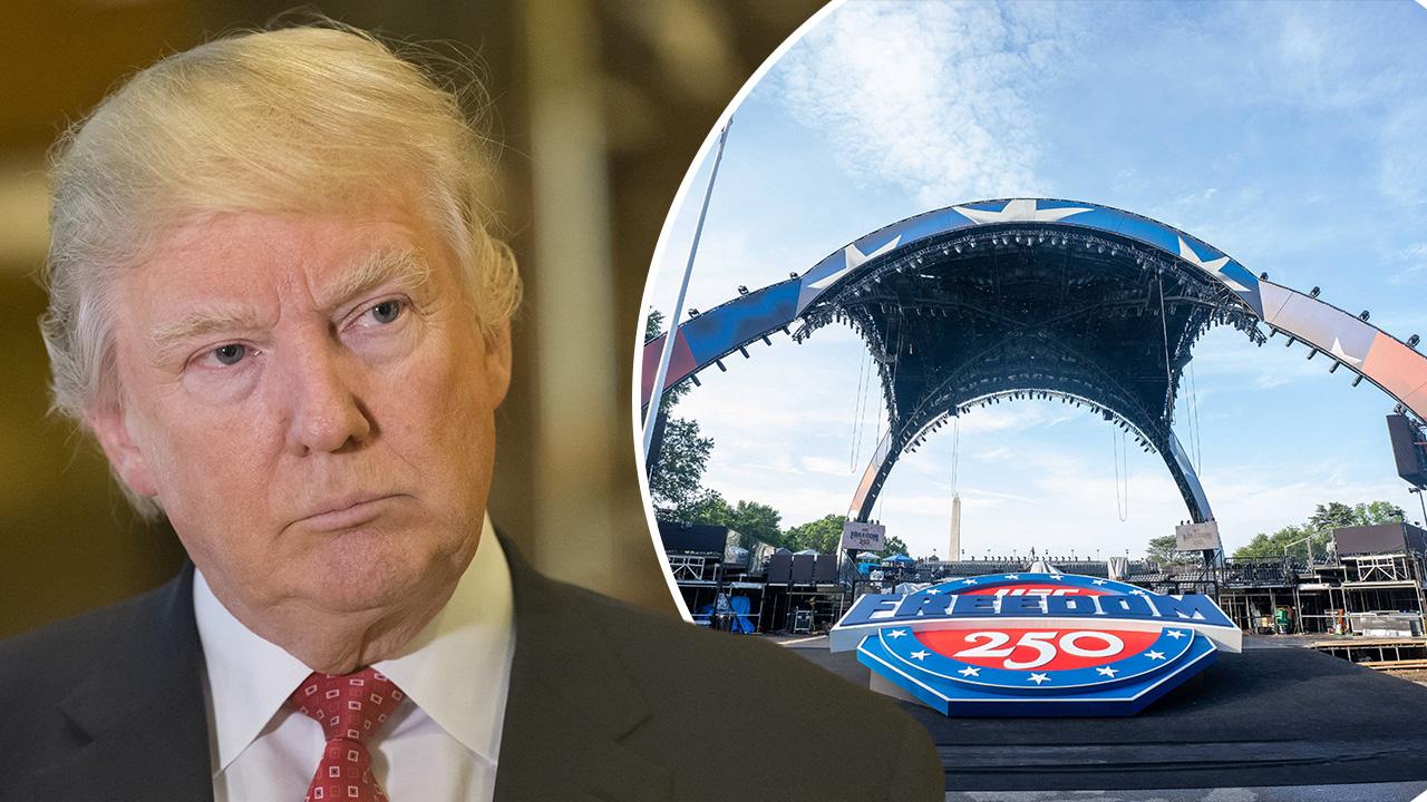 Composite photo of Donald Trump and Freedom 250.