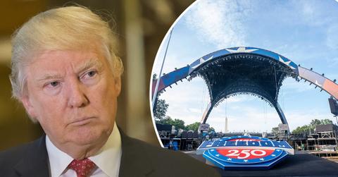 Composite photo of Donald Trump and Freedom 250.