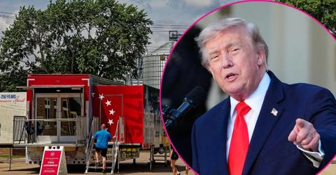 Composite photo of Donald Trump and the 'Freedom Trucks.'