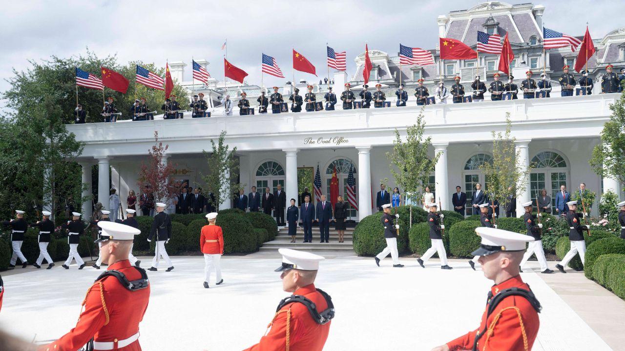 Photo of Trump paved over the Rose Garden.