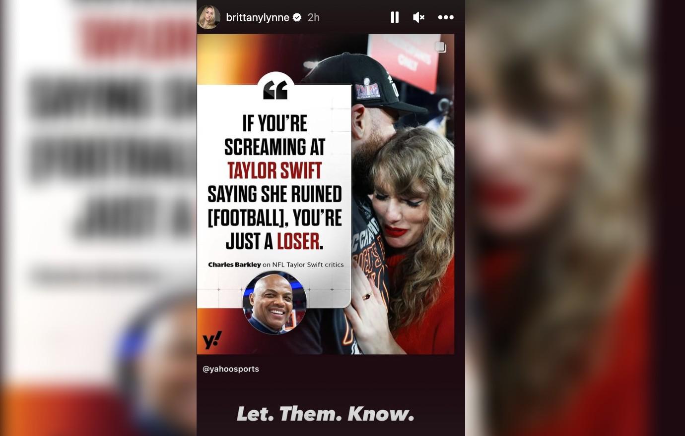 brittany mahomes defends taylor swift from losers