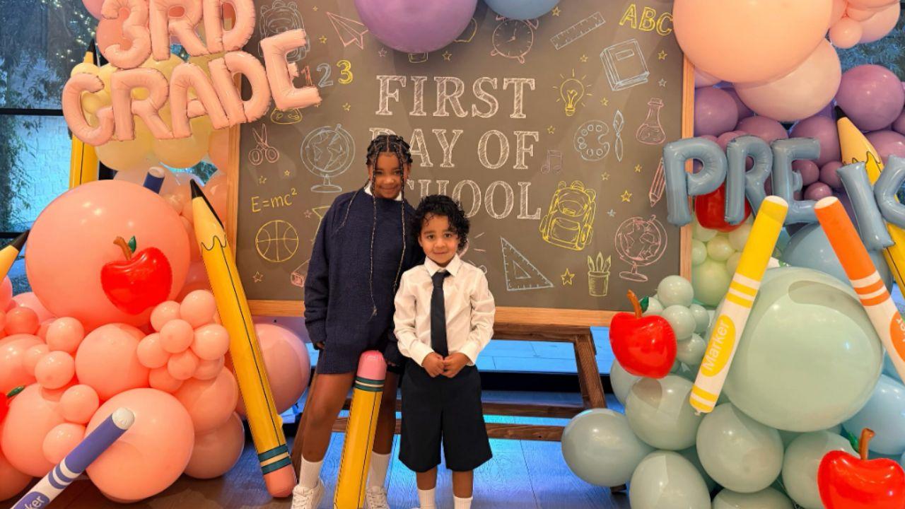 Photo of True and Tatum Thompson had their first day of school this week.