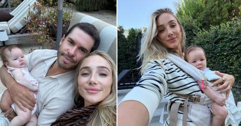 split pic of Aurora Culpo, Zac and her baby.