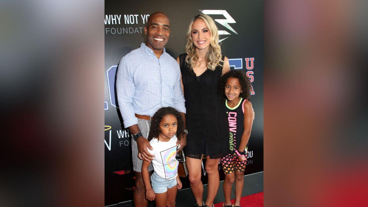 Image of Tiki Barber shares two young daughters with his wife, Traci, as well as four older kids with ex-wife Ginny Cha.