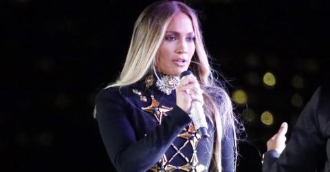 Jennifer Lopez shows off her long legs in concert