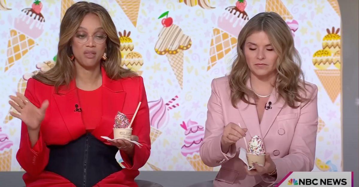 Image of Tyra Banks eats crumbs off the floor.