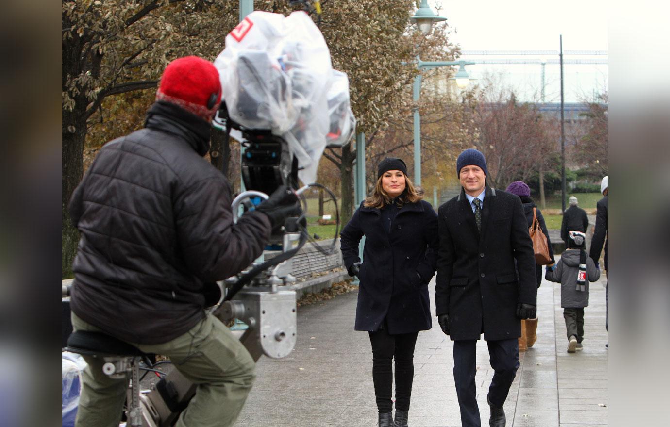 Mariska Hargitay filming Law & Order SVU